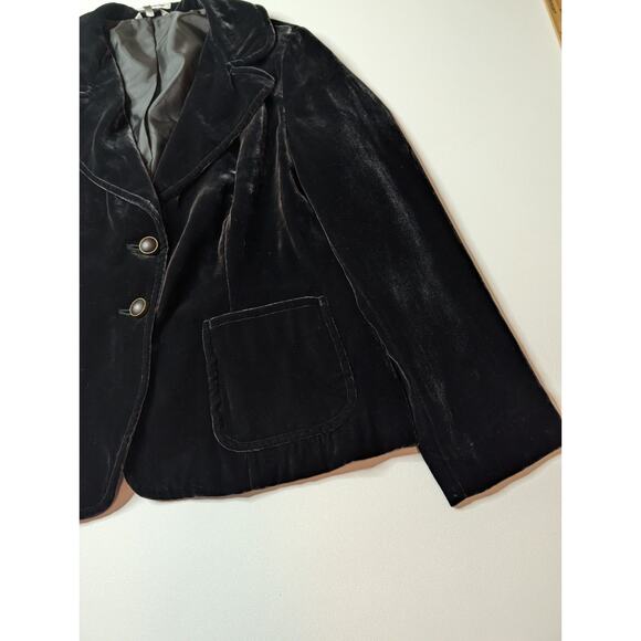 VTG 90s LL Bean Black Velvet Blazer Women’s Size 14 Silk Blend Gold Button... - Picture 7 of 14